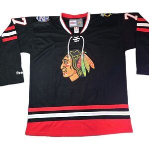 CCM Vintage NHL Blackhawks Jersey 54 Lace Up Sanders 77 Tackle Twill Pristine